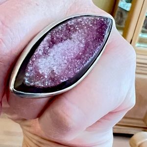 Druzy ring purple stone beautiful adjustable.